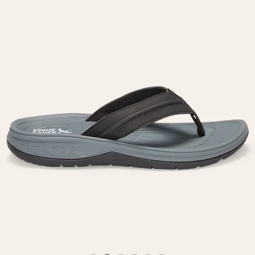 Mens Break Point 2 Flip Flops Black Sandals Comfy Walking Summer 9 10 11 NWT